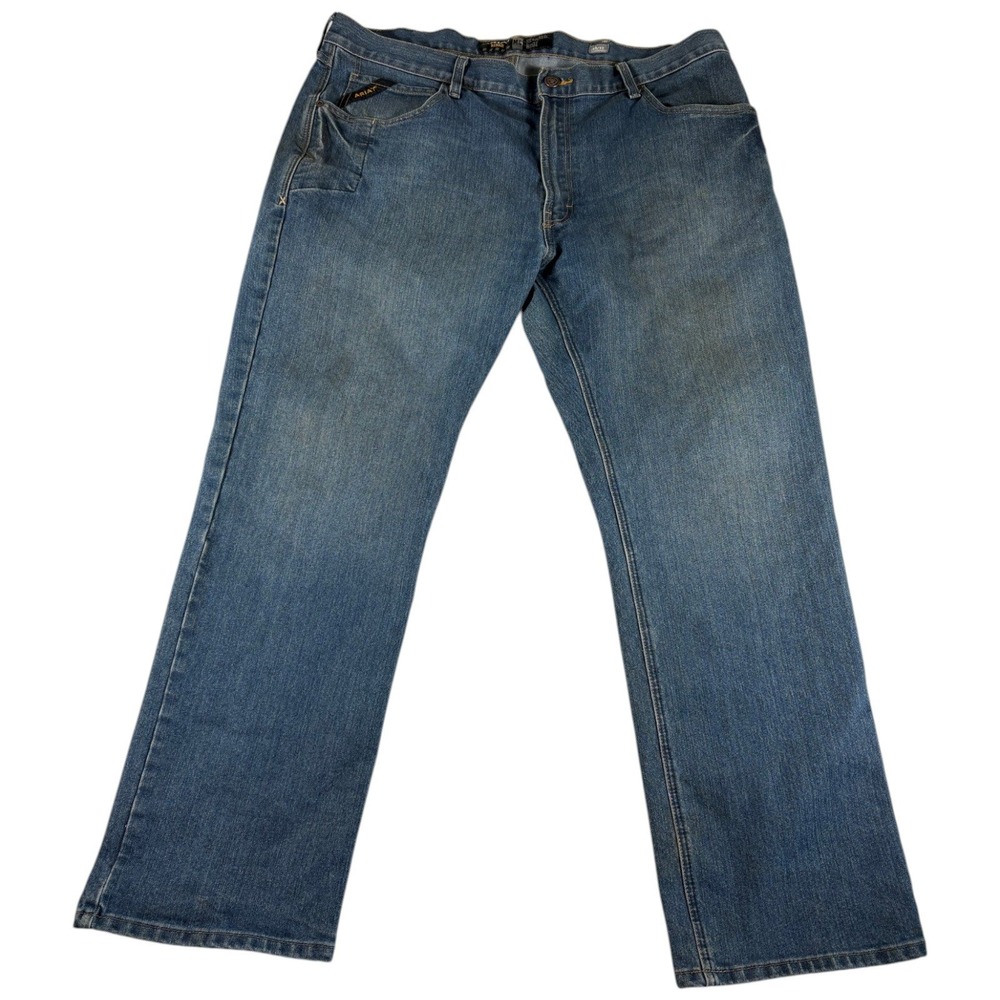 Ariat‎ Rebar M4 Relaxed Bootcut Jeans Mens 40x32 Blue Denim Y2K Rugged Workwear
